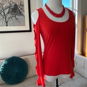 Joseph Ribkoff Red Top with Arm Cut Outs, Vintage 90’s, Union Made